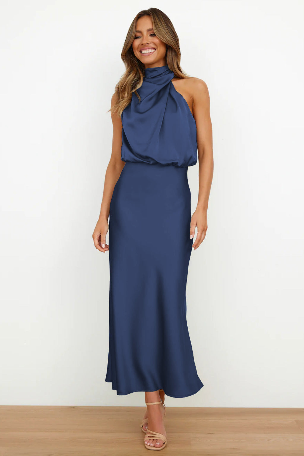 Carlina | Halter Neck Satin Dress