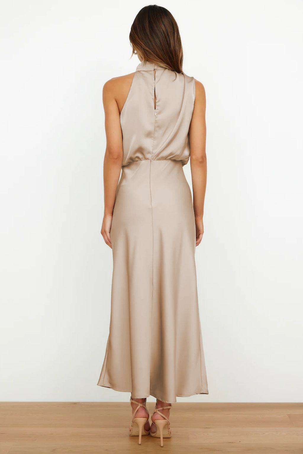 Carlina | Halter Neck Satin Dress