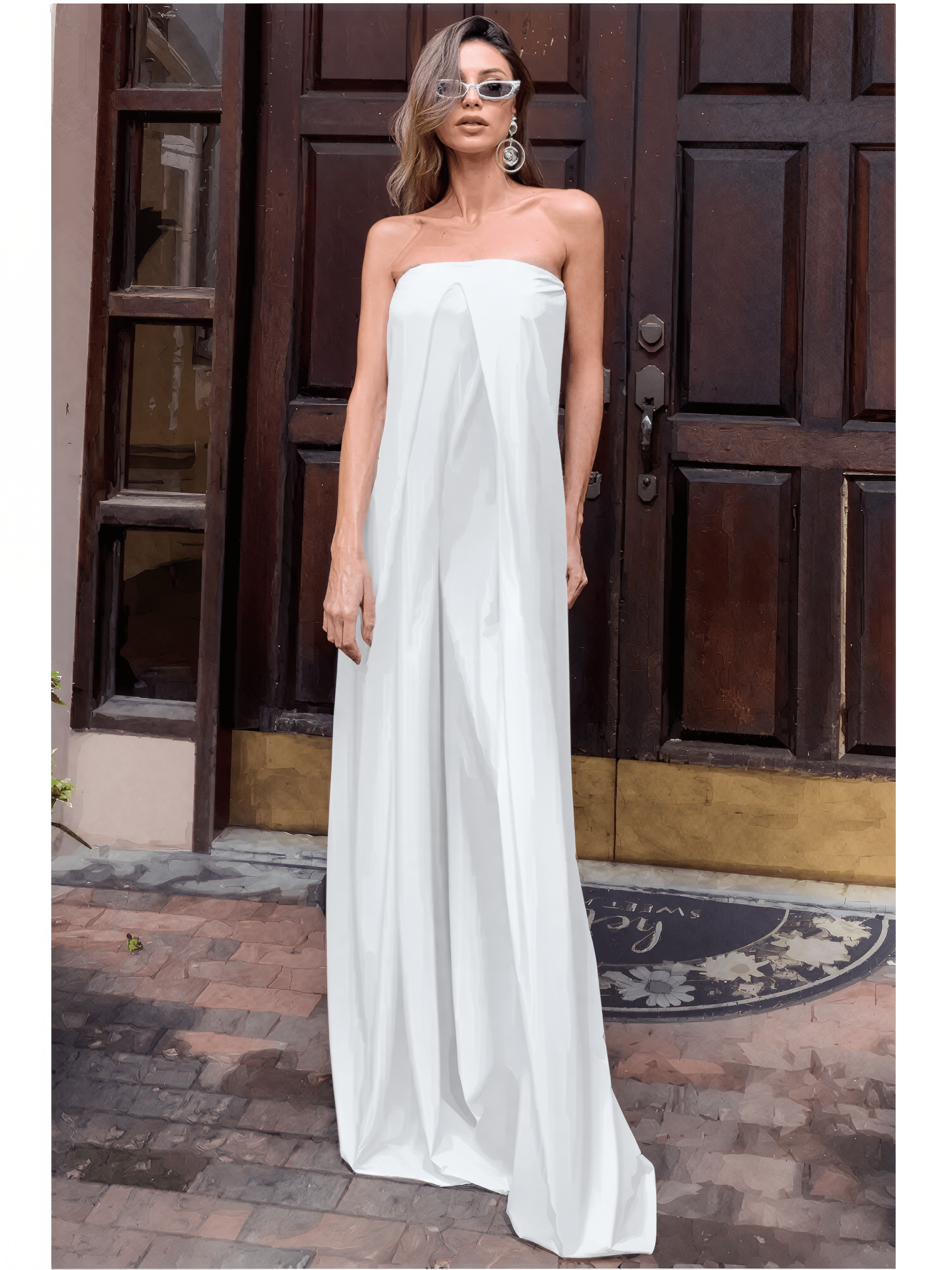 Rachel | Fluid Black Strapless Jumpsuit