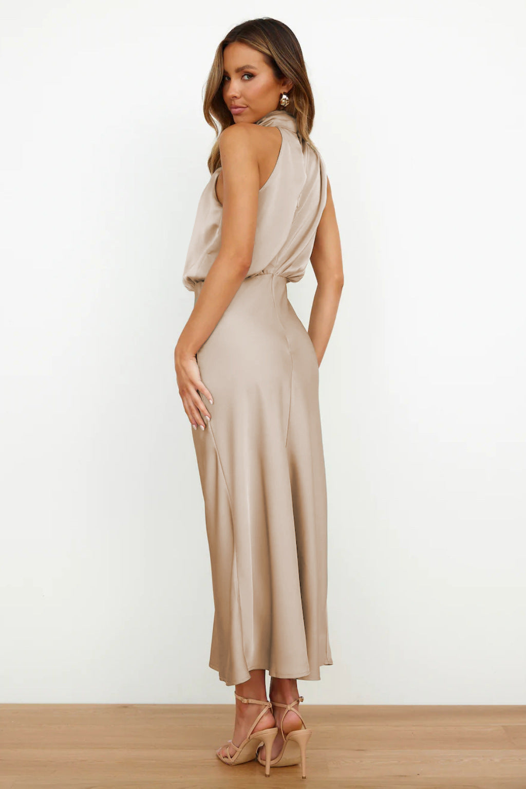 Carlina | Halter Neck Satin Dress