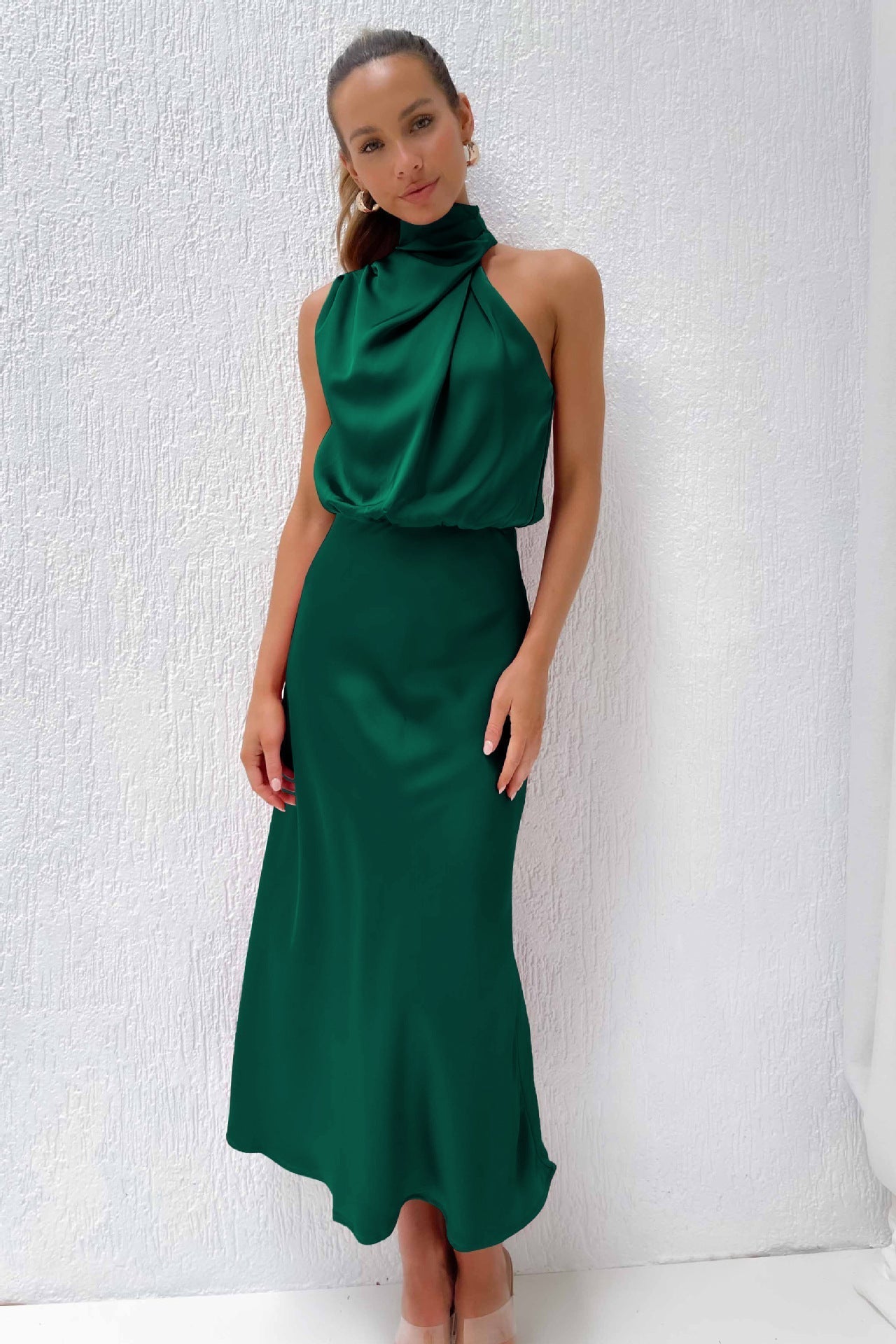 Carlina | Halter Neck Satin Dress