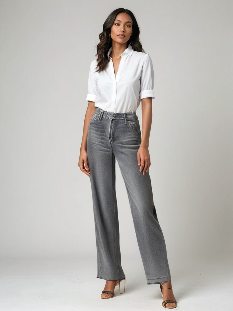 Orchard Atelier | Light Gray Flared Jeans