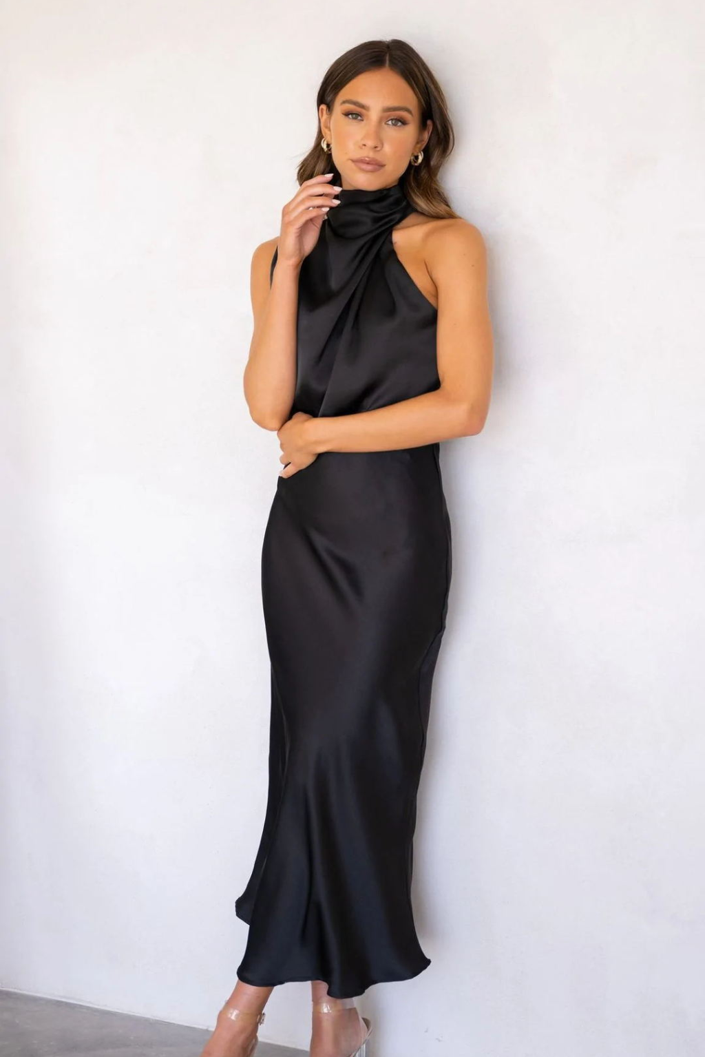 Carlina | Halter Neck Satin Dress