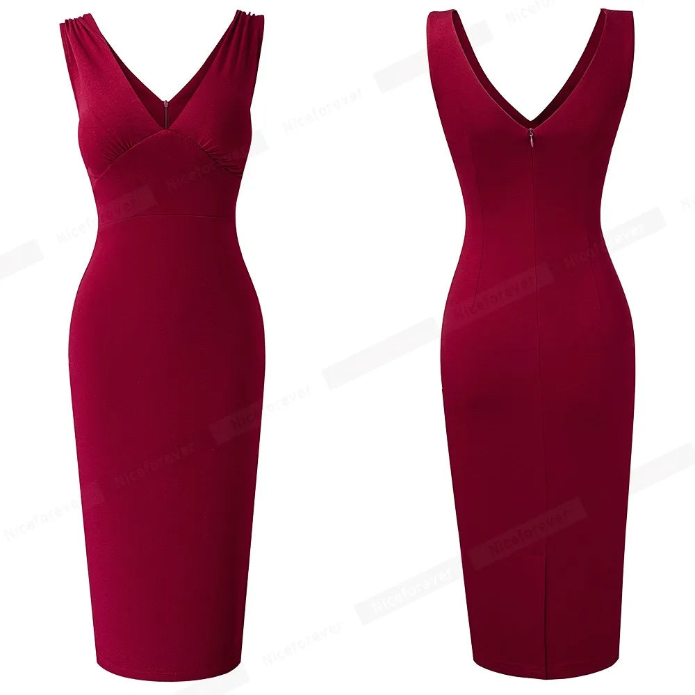 Emily | Seductive Fitted Deep V-Neck Dress