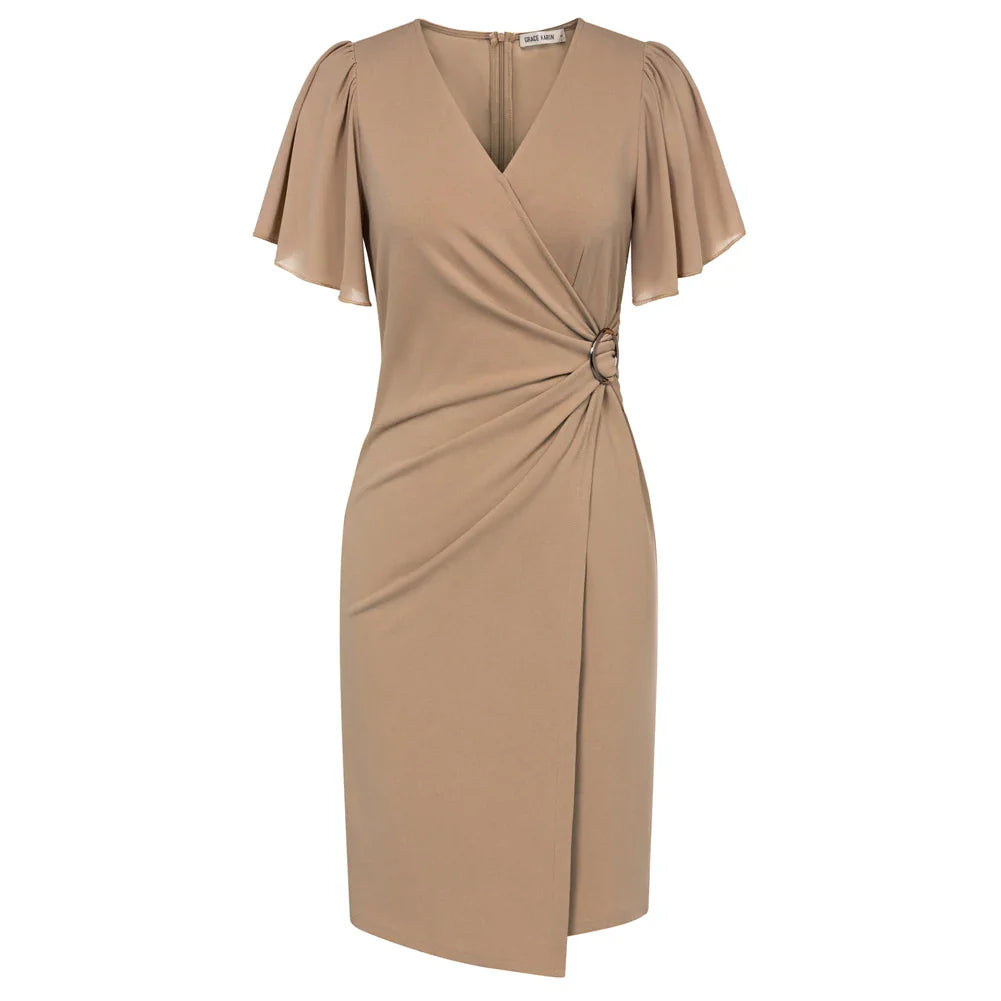 Sophie | Elegant Beige Wrap Dress