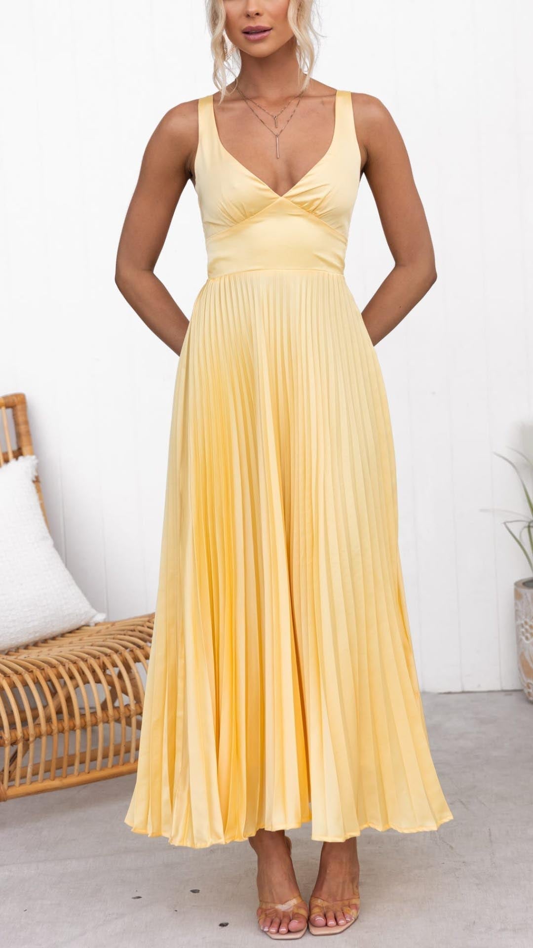 Anita | Yellow Pleated Dress