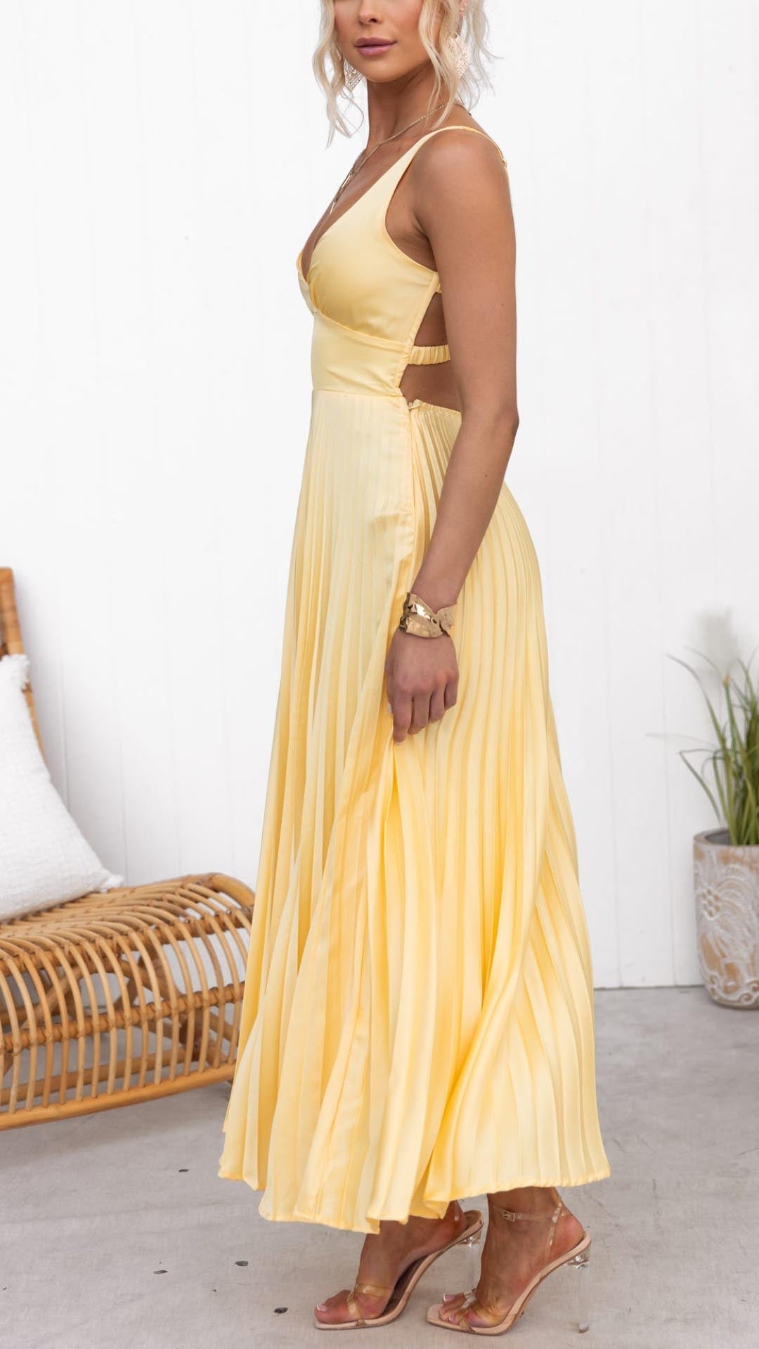 Anita | Yellow Pleated Dress