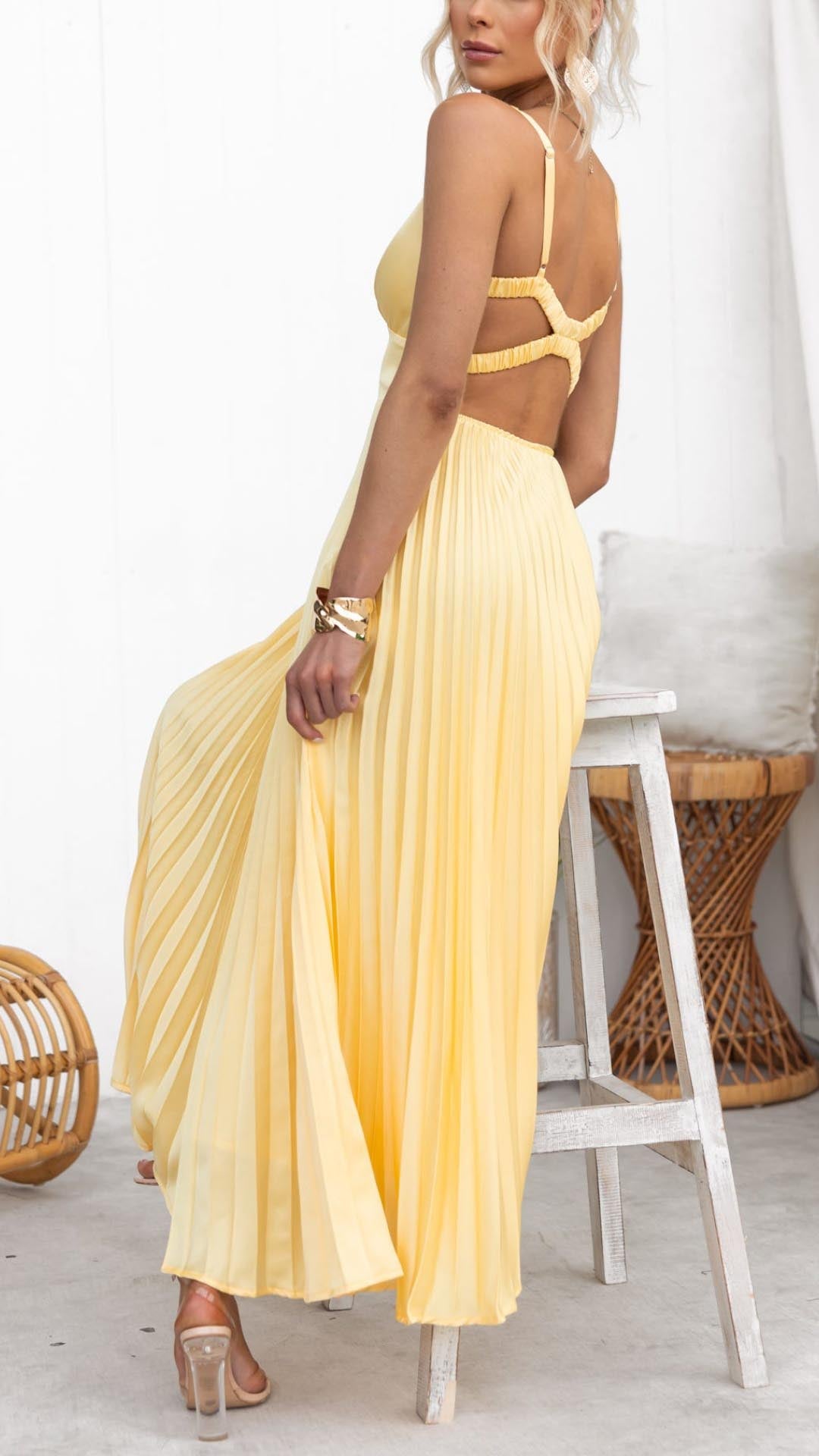 Anita | Yellow Pleated Dress