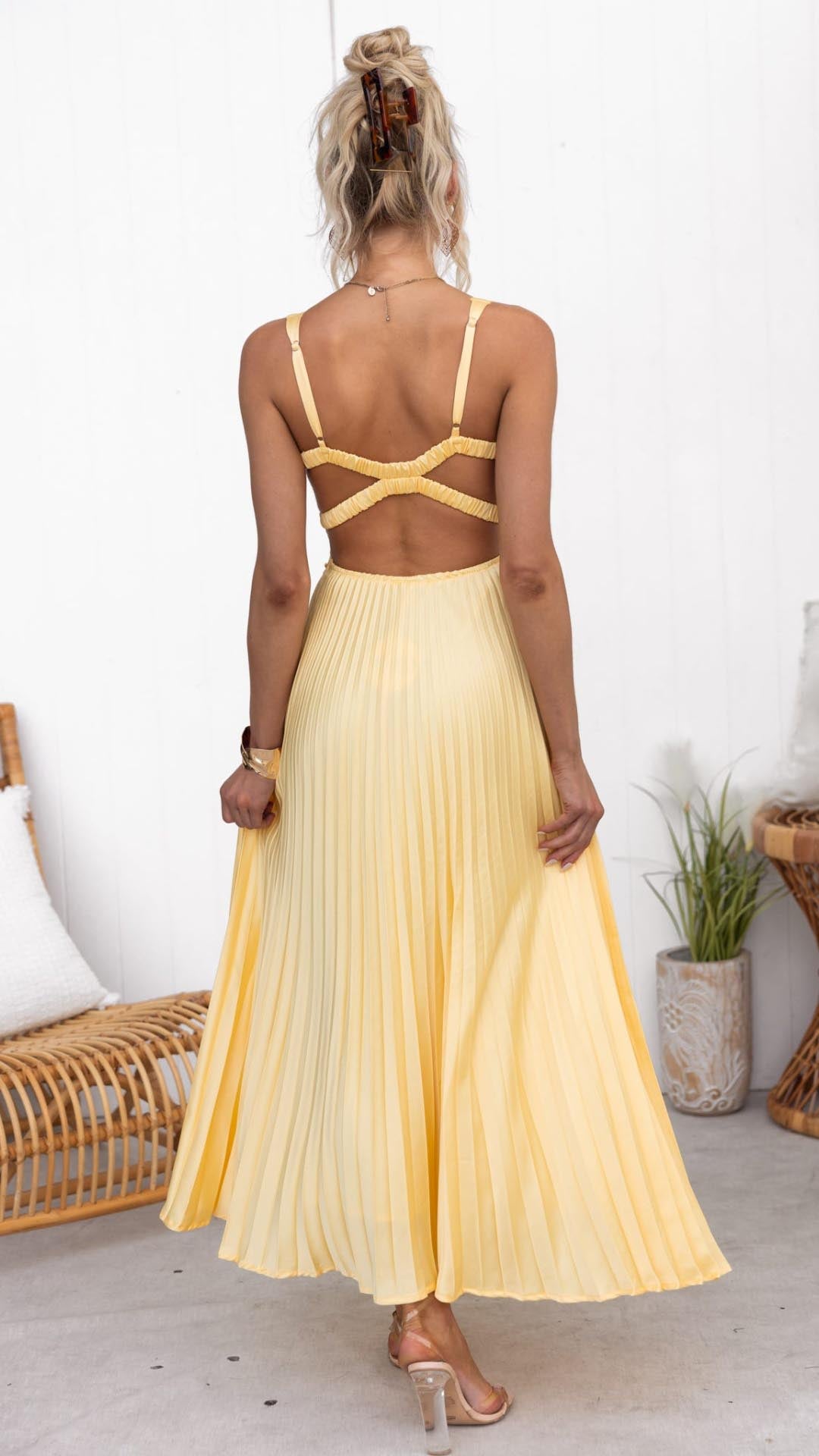 Anita | Yellow Pleated Dress