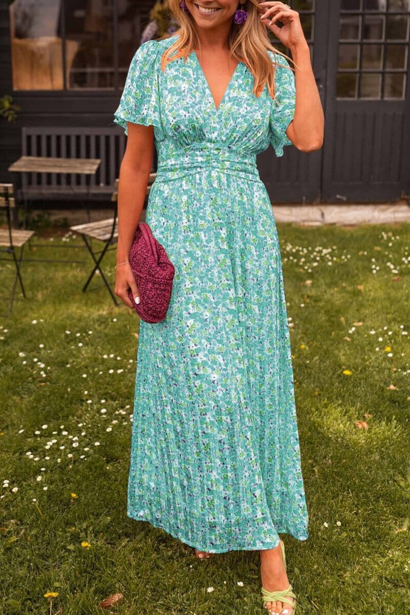 Sandra - Elegant Long V-neck Dress