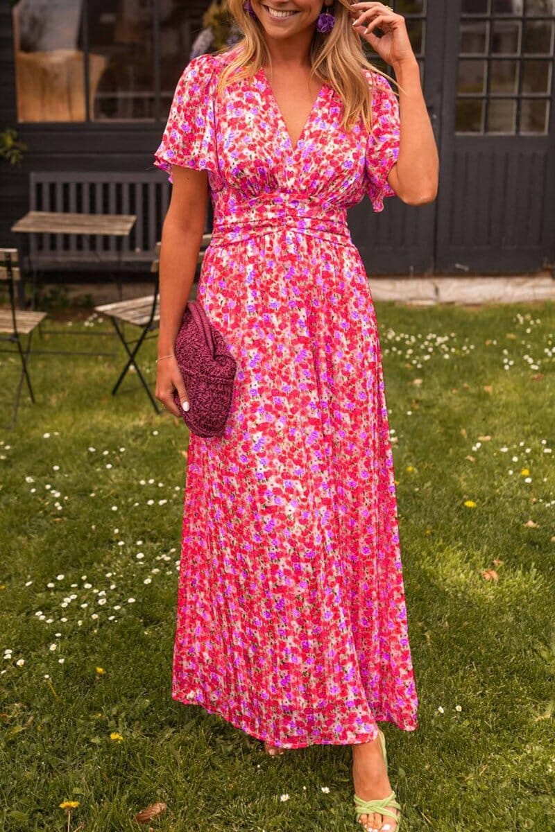 Sandra - Elegant Long V-neck Dress