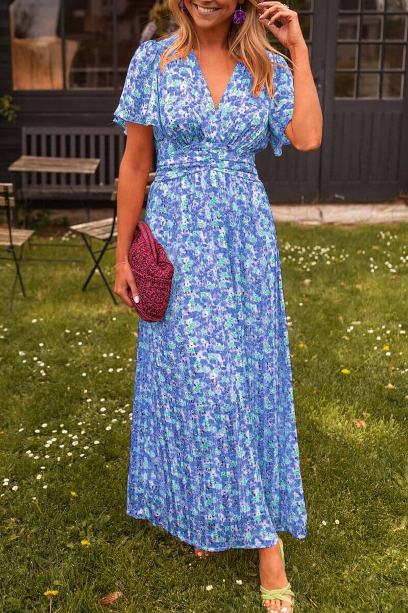 Sandra - Elegant Long V-neck Dress