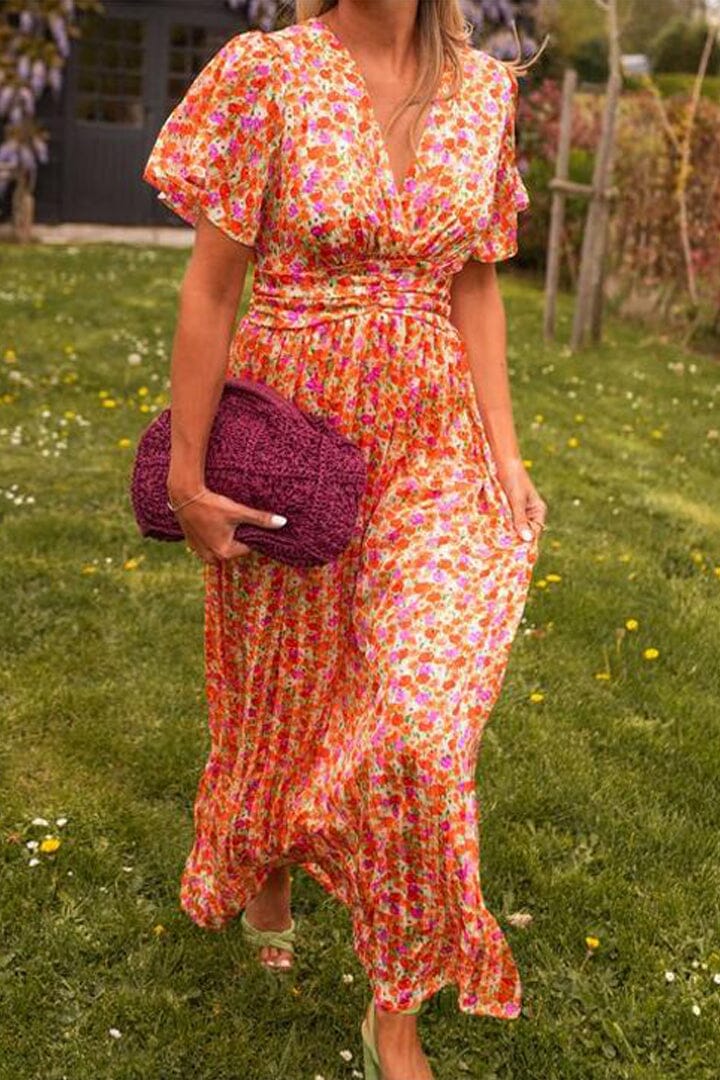 Sandra - Elegant Long V-neck Dress